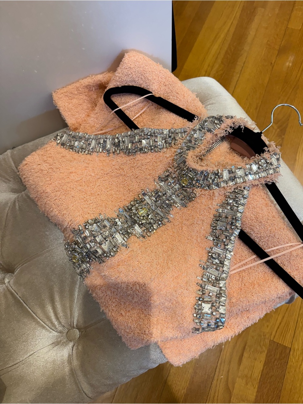 Balmain Peach Textured Halter Mini Dress size 40 - Picture 2 of 7